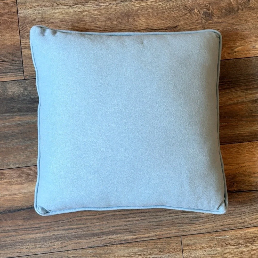 Vtg‎ Handmade Needlepoint Floral Light Blue Checkered Squares Throw Pillow
